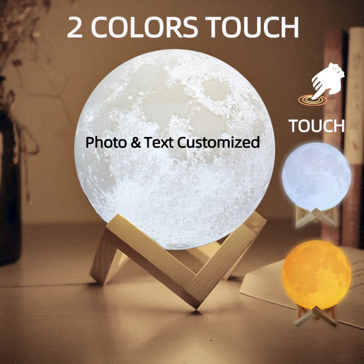 Personalized 3D Printing Moon Lamp Customized Photo Text Night Light