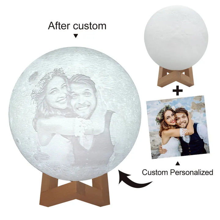 Personalized 3D Printing Moon Lamp Customized Photo Text Night Light