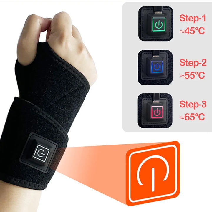 Electrically Heated Wrist Support sleeve Adjustable Wrist guard Breathable