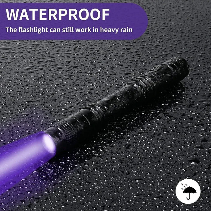 UV Flashlight 365nm Ultraviolet Torch With Pen Clip Portable AAA