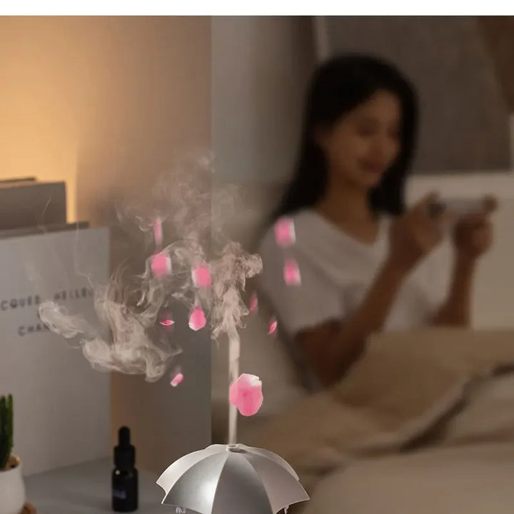 Creative Umbrella Water Drop Air Humidifier with Colorful Light Raindrop