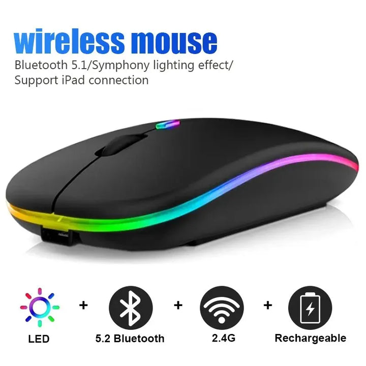 Mouse Wireless RGB Rechargeable Bluetooth