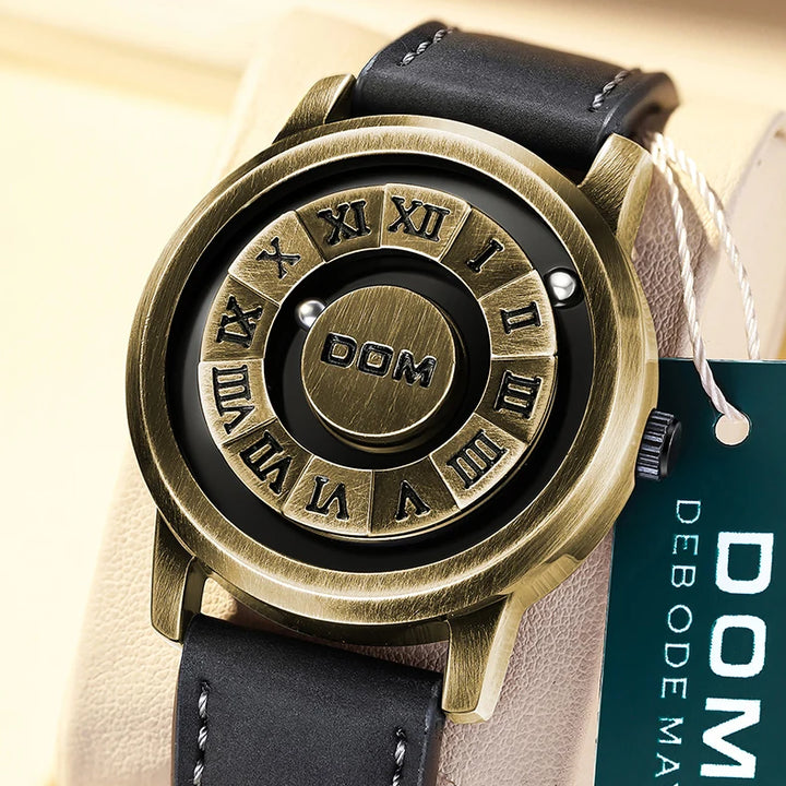 DOM 1345  Wristwatch Creative Magnetic Pointer Rotating Ball