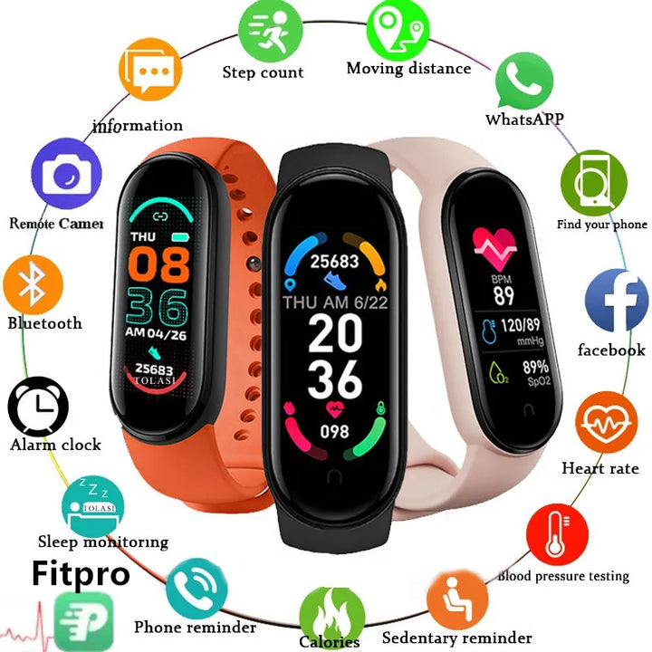 M6 Smart Watch Band  Monitor Waterproof Multi-function Watches