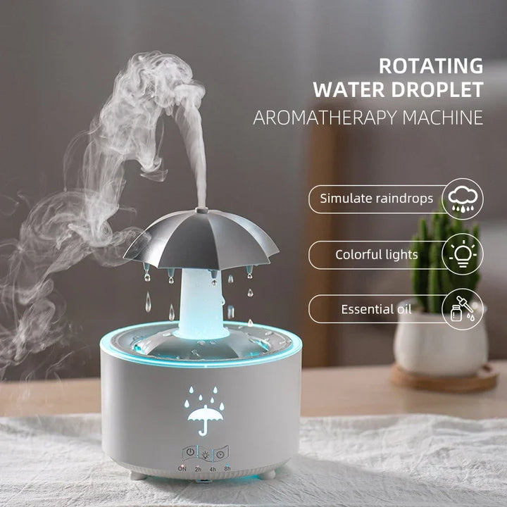 Creative Umbrella Water Drop Air Humidifier with Colorful Light Raindrop