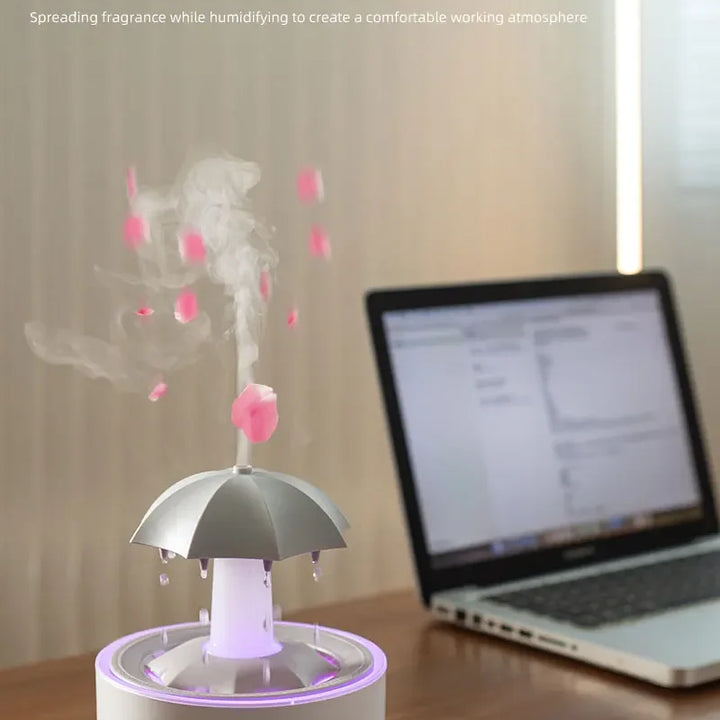 Creative Umbrella Water Drop Air Humidifier with Colorful Light Raindrop