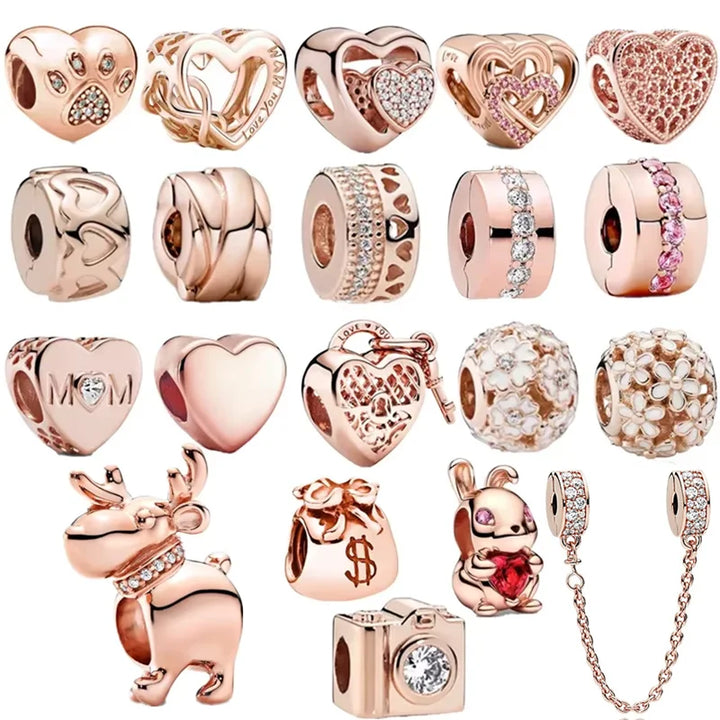 Rose Gold Jewelry Series Beads Fit Original  925 Pandora Bracelet