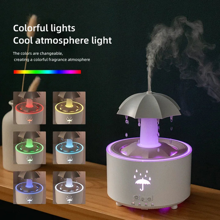 Creative Umbrella Water Drop Air Humidifier with Colorful Light Raindrop