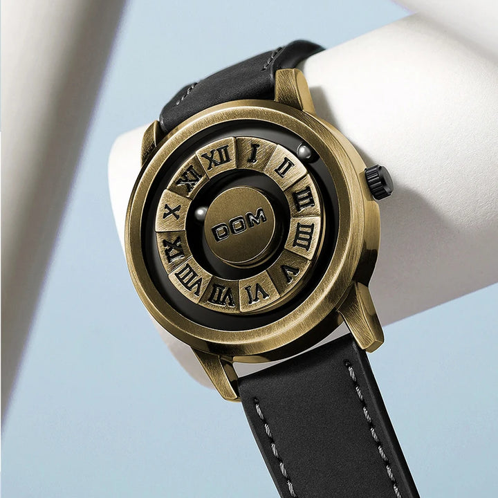 DOM 1345  Wristwatch Creative Magnetic Pointer Rotating Ball