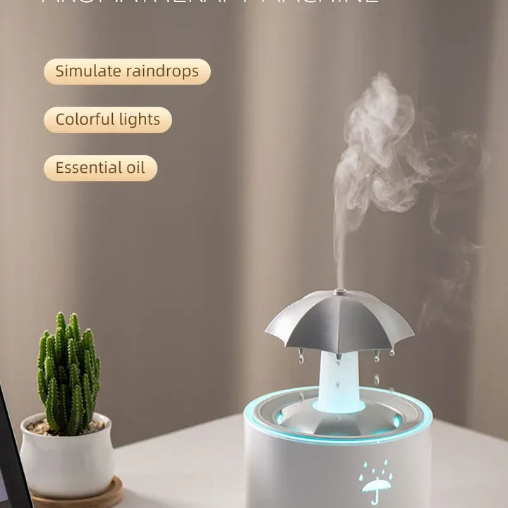 Creative Umbrella Water Drop Air Humidifier with Colorful Light Raindrop