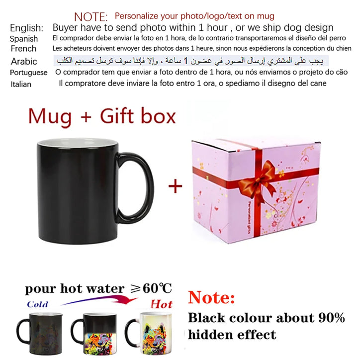 Personalised Magic Mugs Custom Colour Changing Cup Heat Activated Any Image Photo Or Text Printed On Mug Dad Mothers Day Gift