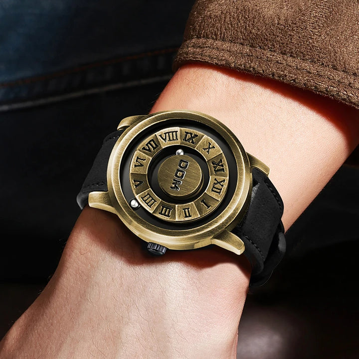 DOM 1345  Wristwatch Creative Magnetic Pointer Rotating Ball