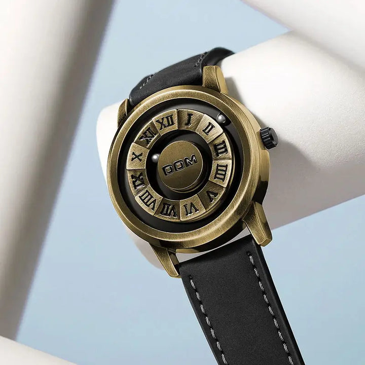 DOM 1345  Wristwatch Creative Magnetic Pointer Rotating Ball