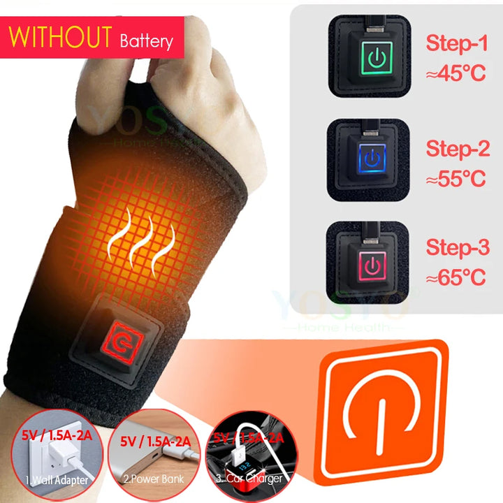 Electrically Heated Wrist Support sleeve Adjustable Wrist guard Breathable