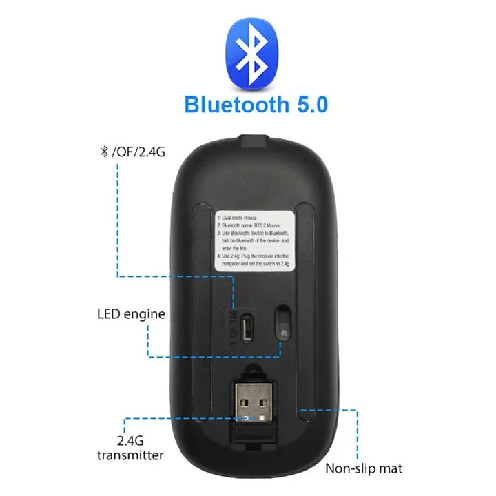 Mouse Wireless RGB Rechargeable Bluetooth